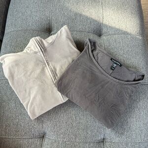 Bundle of Eileen Fisher Taupe and Gray Knit Tops